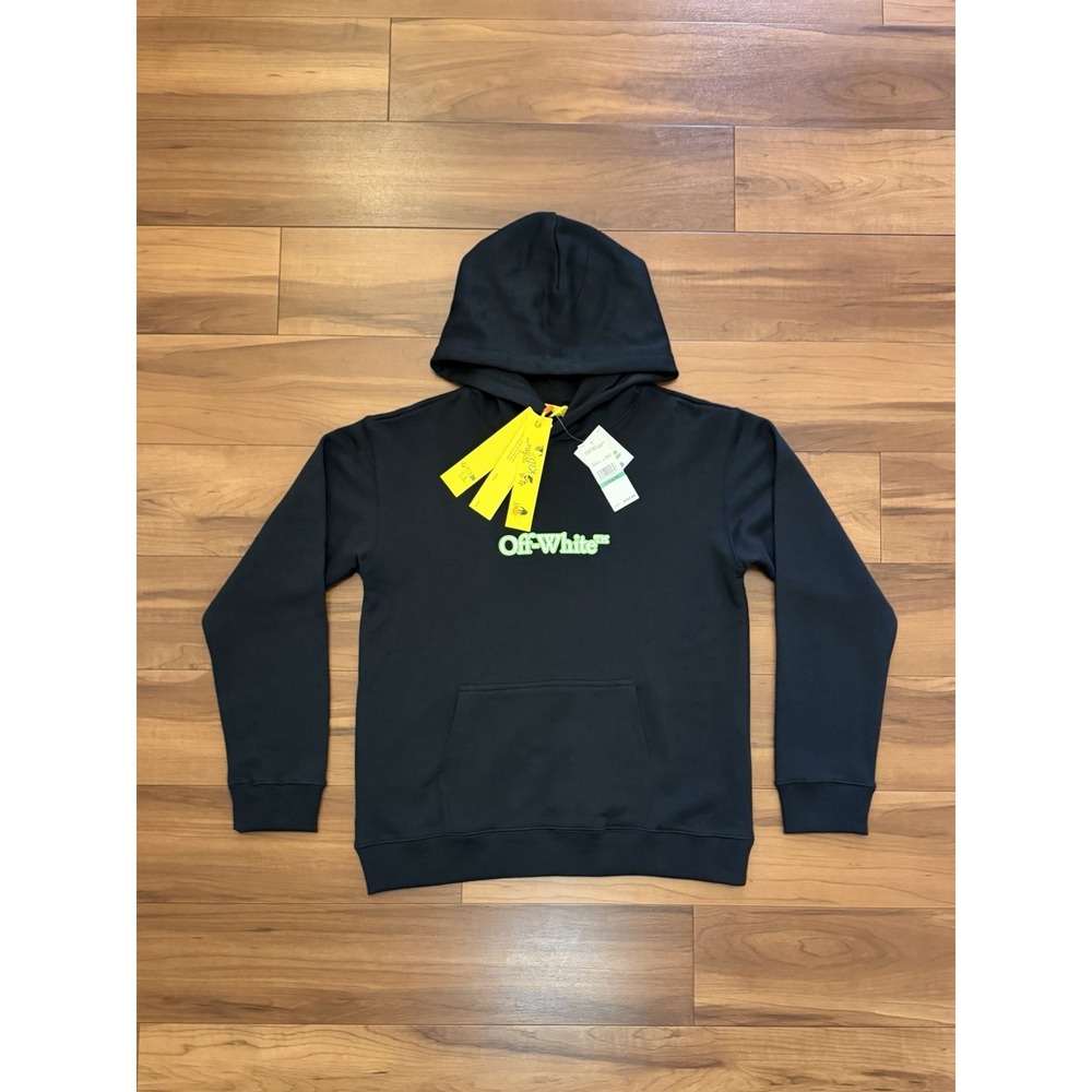 Off-White Black Pullover Hoodie Unisex Kids Size 14 (Large) Glow in the Dark